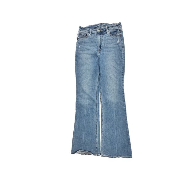 Old Navy Higher High Rise Flare Distressed Women's size 8 Medium Blue Denim Jean - Picture 1 of 5